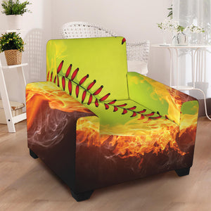 Fireball Softball Print Armchair Slipcover