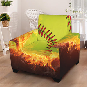 Fireball Softball Print Armchair Slipcover