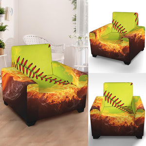 Fireball Softball Print Armchair Slipcover