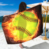 Fireball Softball Print Beach Sarong Wrap