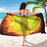 Fireball Softball Print Beach Sarong Wrap