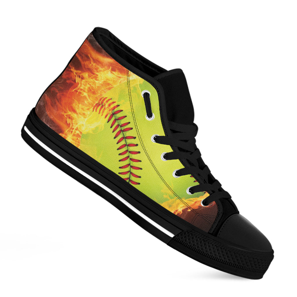 Fireball Softball Print Black High Top Shoes