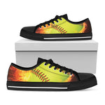 Fireball Softball Print Black Low Top Shoes 