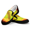 Fireball Softball Print Black Slip On Sneakers