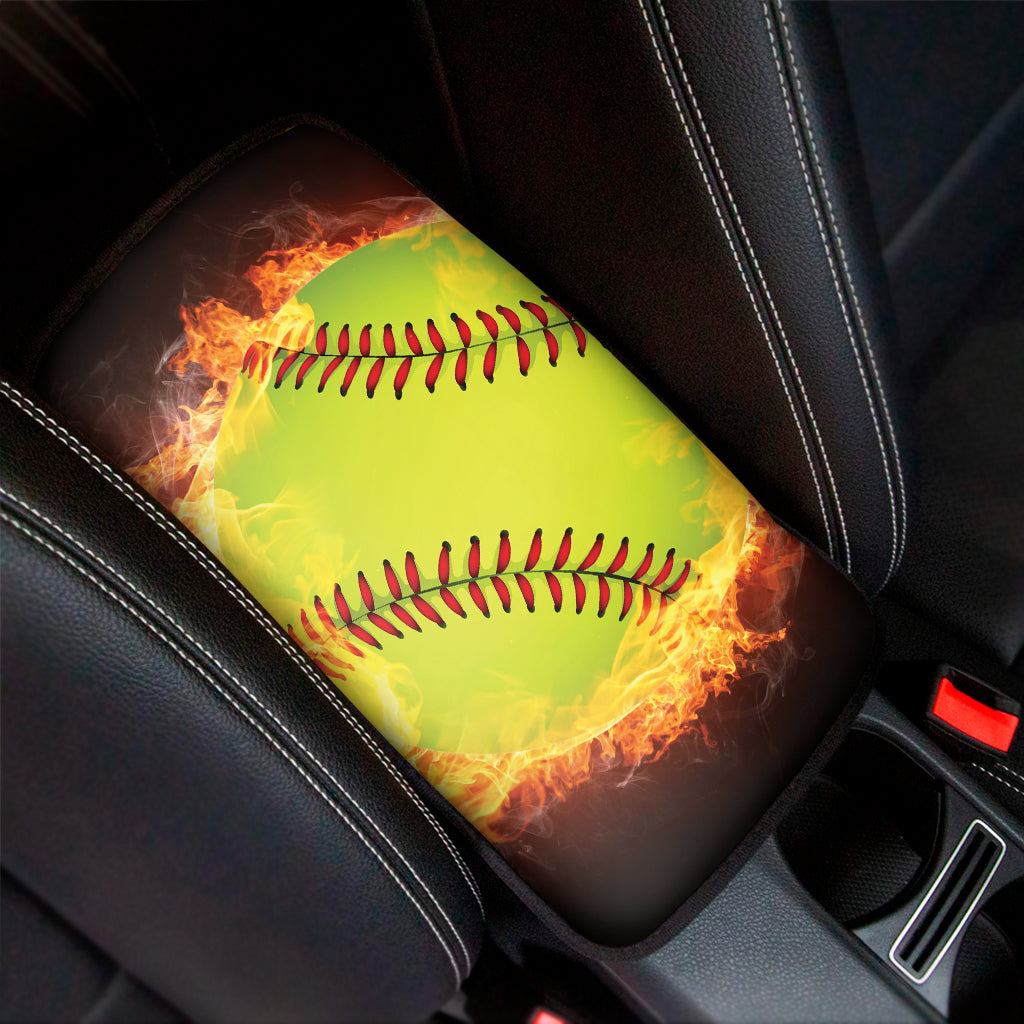 Fireball Softball Print Car Center Console Cover