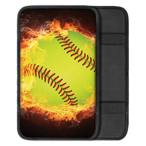 Fireball Softball Print Car Center Console Cover