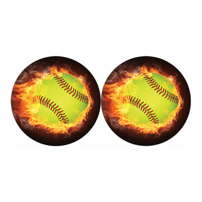 Fireball Softball Print Car Coasters