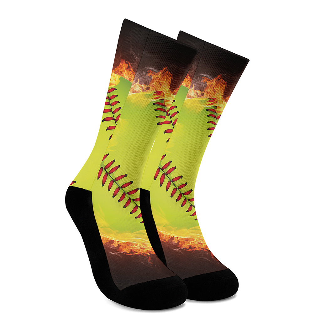 Fireball Softball Print Crew Socks