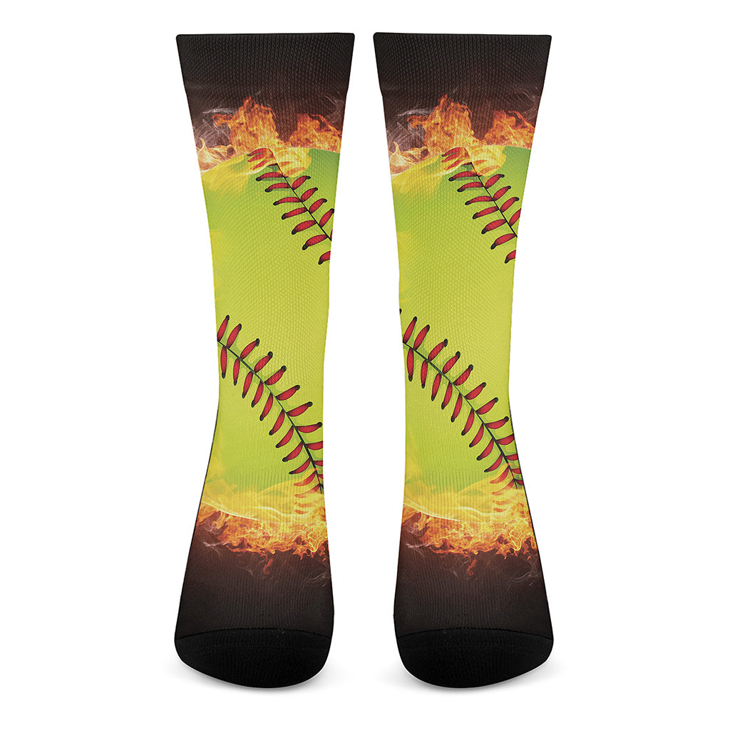 Fireball Softball Print Crew Socks