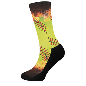 Fireball Softball Print Crew Socks