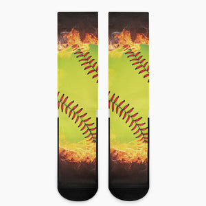 Fireball Softball Print Crew Socks