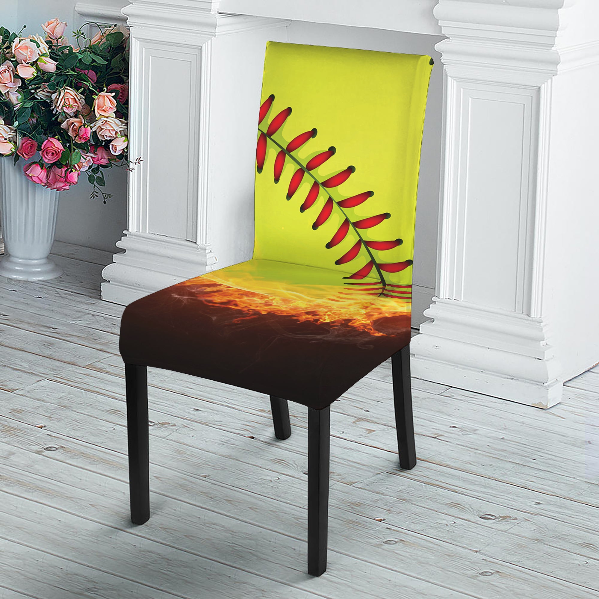 Fireball Softball Print Dining Chair Slipcover