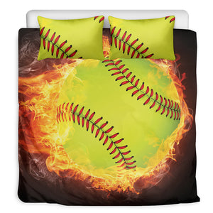 Fireball Softball Print Duvet Cover Bedding Set