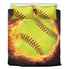 Fireball Softball Print Duvet Cover Bedding Set