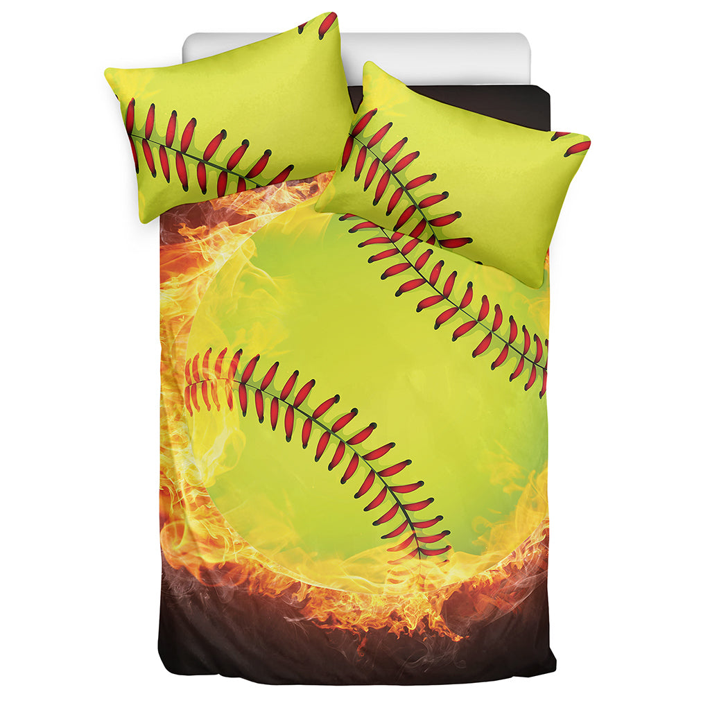 Fireball Softball Print Duvet Cover Bedding Set