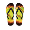 Fireball Softball Print Flip Flops