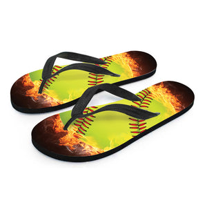 Fireball Softball Print Flip Flops