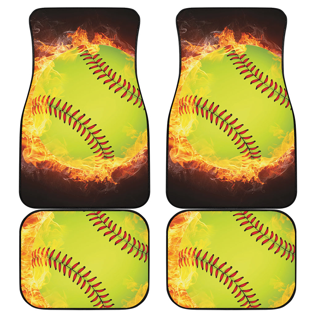 Fireball Softball Print Front and Back Car Floor Mats