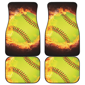 Fireball Softball Print Front and Back Car Floor Mats