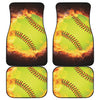 Fireball Softball Print Front and Back Car Floor Mats