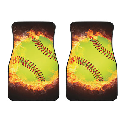 Fireball Softball Print Front Car Floor Mats
