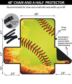 Fireball Softball Print Half Sofa Protector