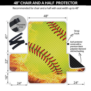 Fireball Softball Print Half Sofa Protector