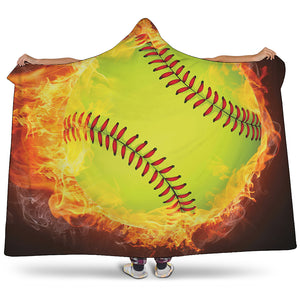 Fireball Softball Print Hooded Blanket