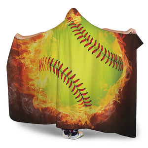 Fireball Softball Print Hooded Blanket