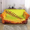 Fireball Softball Print Loveseat Slipcover