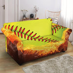 Fireball Softball Print Loveseat Slipcover