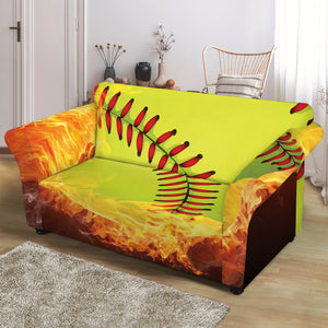 Fireball Softball Print Loveseat Slipcover