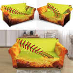 Fireball Softball Print Loveseat Slipcover