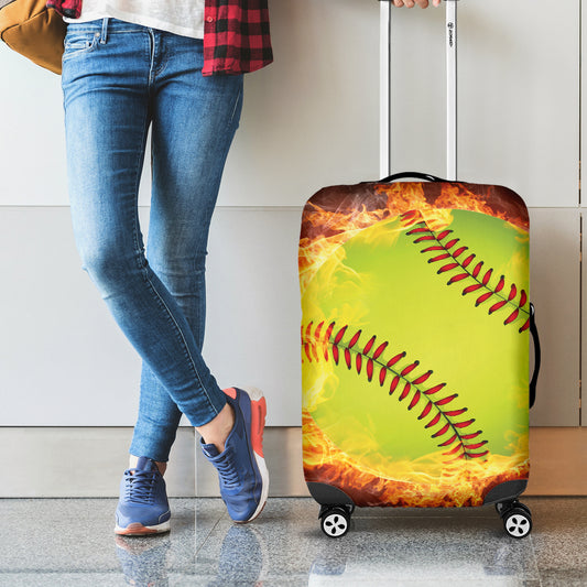 Fireball Softball Print Luggage Cover