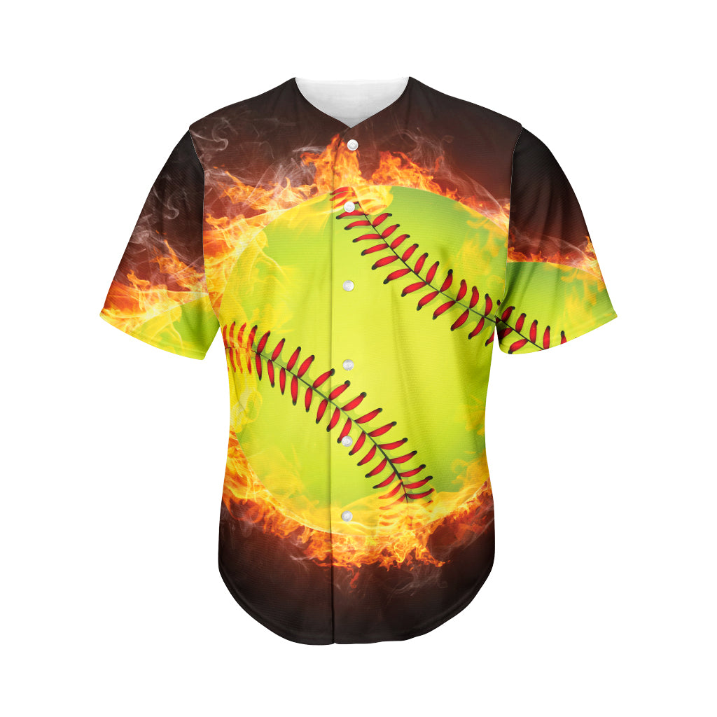 Fireball Softball Print Men's Baseball Jersey