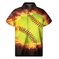 Fireball Softball Print Men's Short Sleeve Shirt
