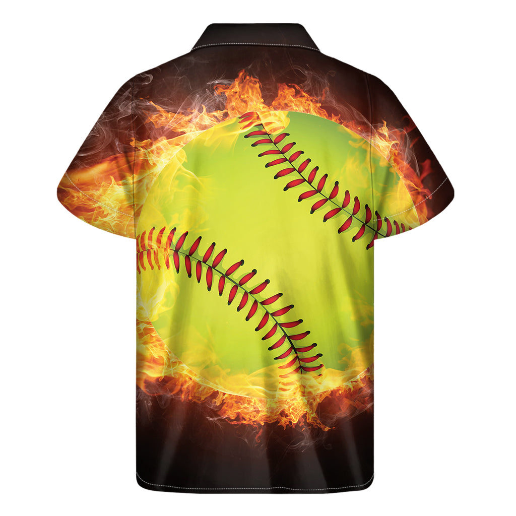 Fireball Softball Print Men's Short Sleeve Shirt