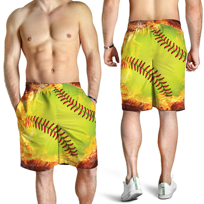 Fireball Softball Print Men's Shorts
