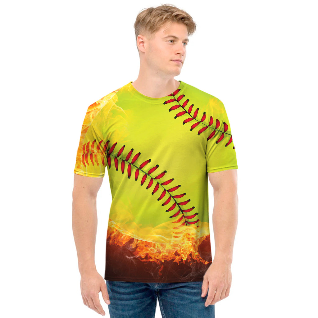 Fireball Softball Print Men's T-Shirt