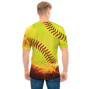 Fireball Softball Print Men's T-Shirt