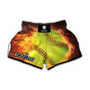 Fireball Softball Print Muay Thai Boxing Shorts