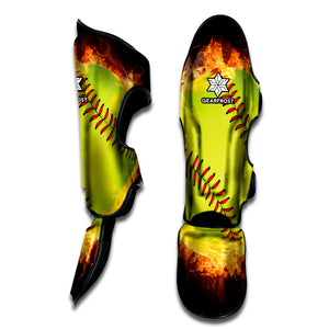 Fireball Softball Print Muay Thai Shin Guard