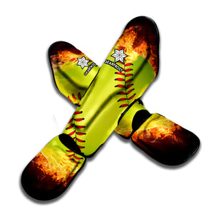 Fireball Softball Print Muay Thai Shin Guard