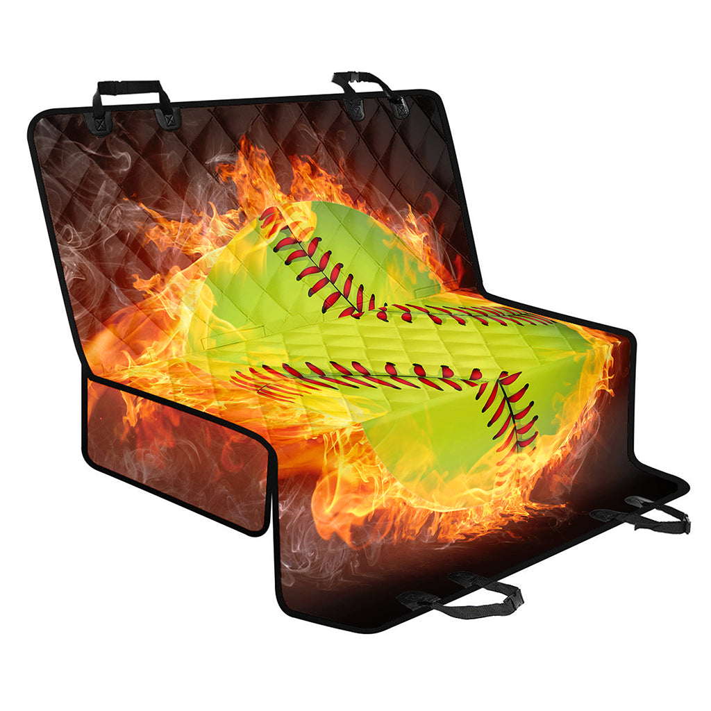 Fireball Softball Print Pet Car Back Seat Cover