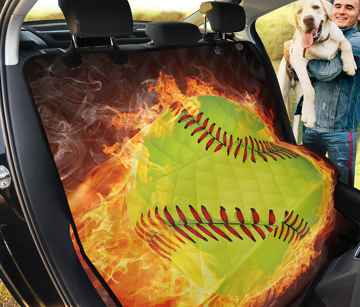 Fireball Softball Print Pet Car Back Seat Cover