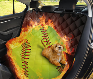 Fireball Softball Print Pet Car Back Seat Cover