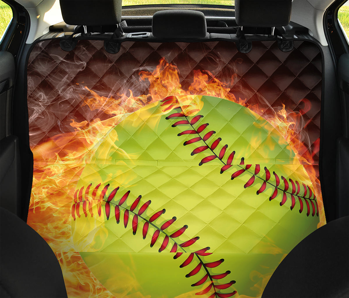 Fireball Softball Print Pet Car Back Seat Cover