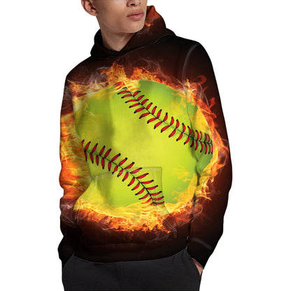 Fireball Softball Print Pullover Hoodie