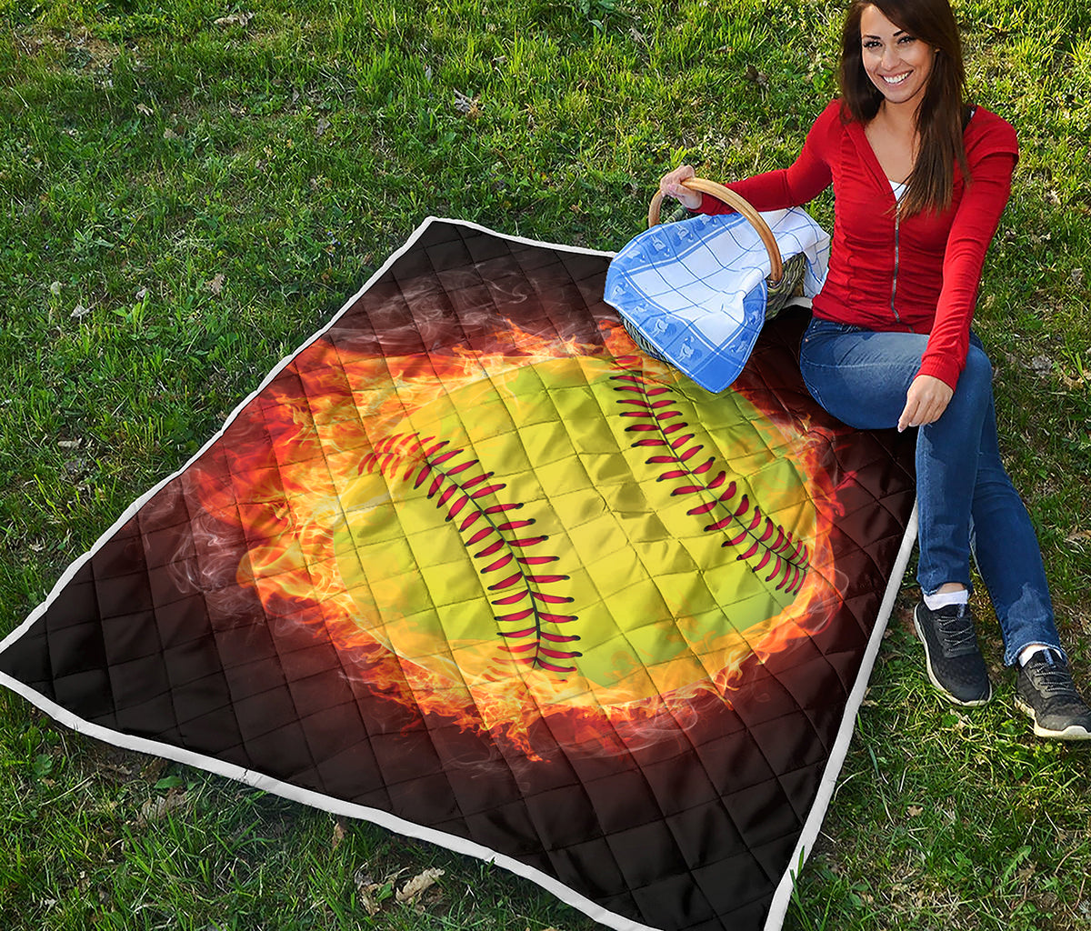 Fireball Softball Print Quilt