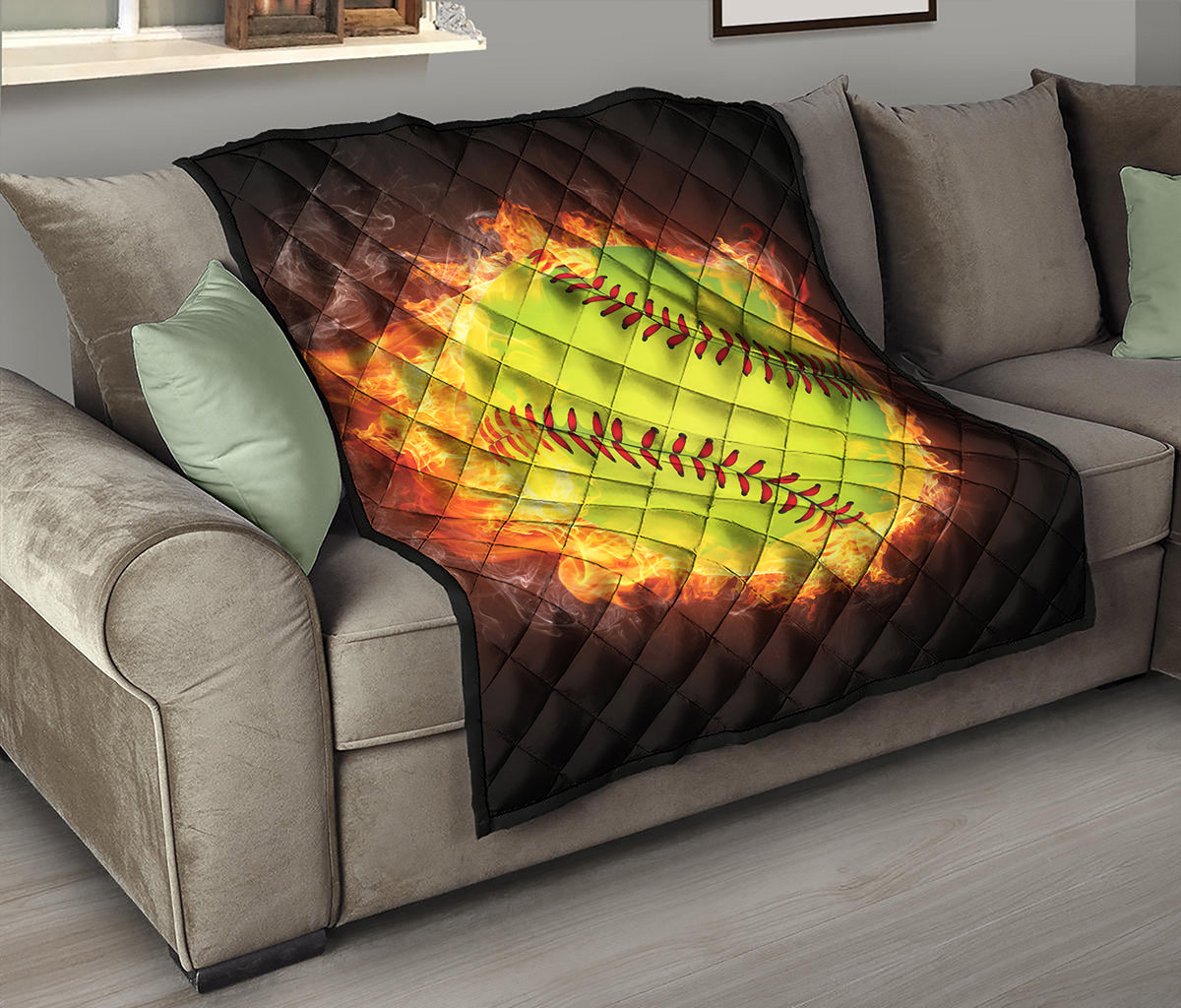 Fireball Softball Print Quilt